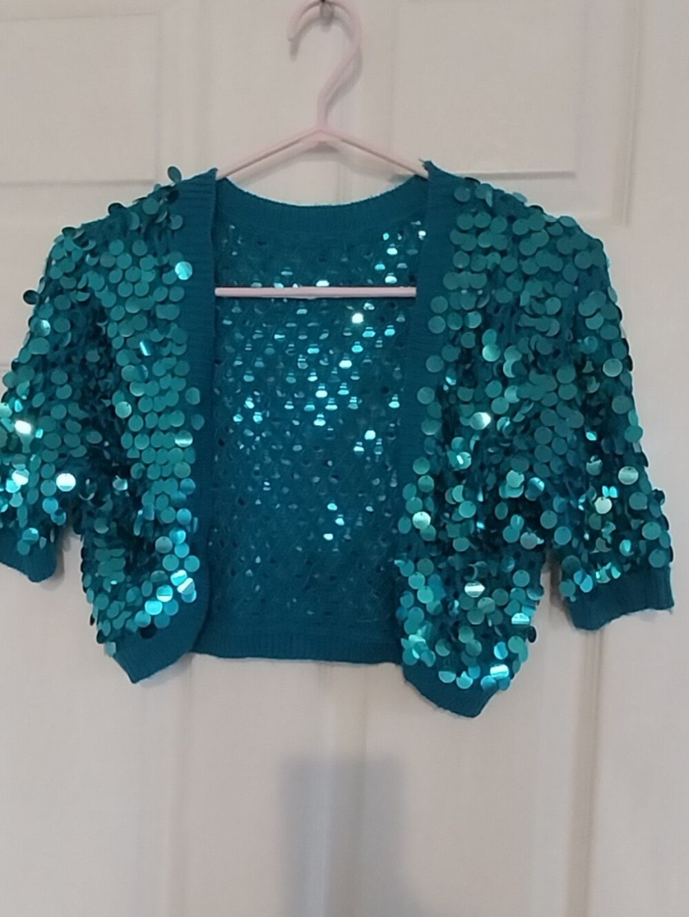Teal Sequin Bolero Shrug